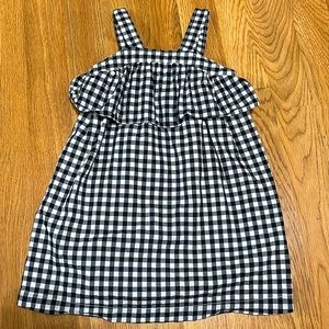 Blue and white checkered print dress
